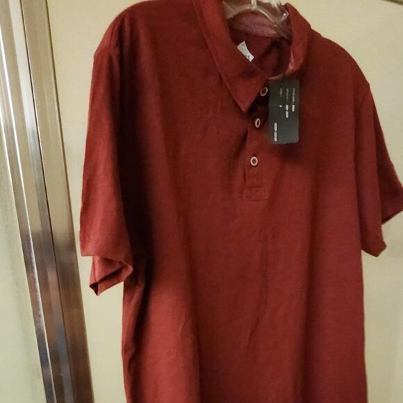 REEVES Men Golf Polo Cotton Blend Shirt Burgundy Color Size L-NWT - Picture 2 of 5